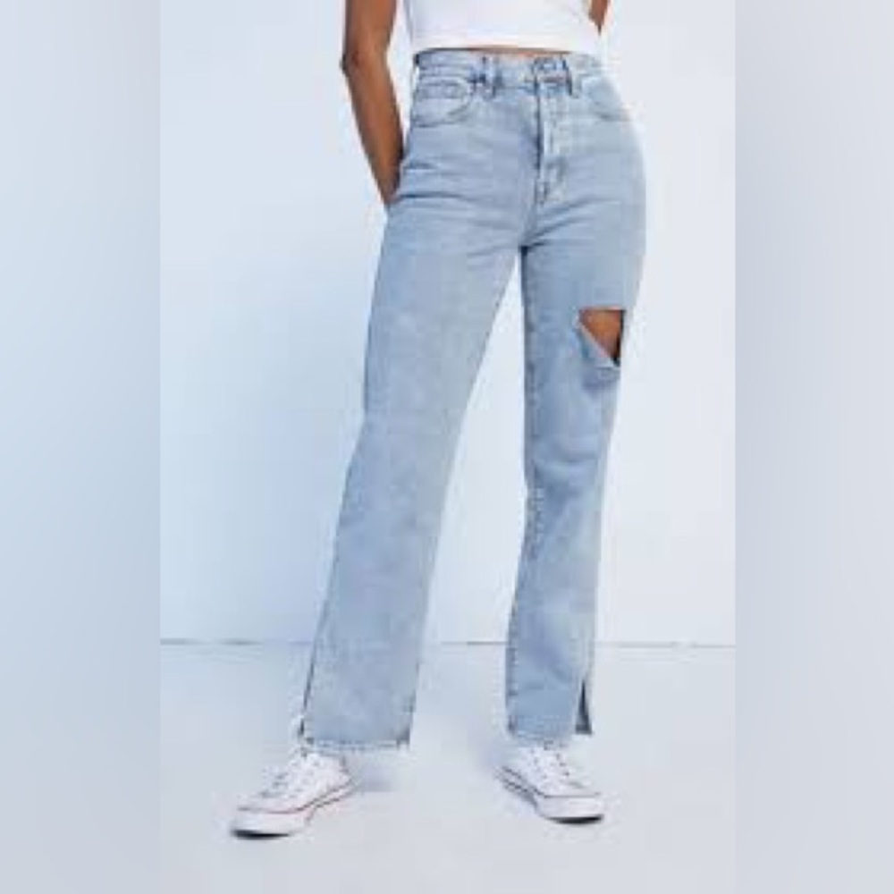 PacSun Light Blue Ripped Split Dad Jeans